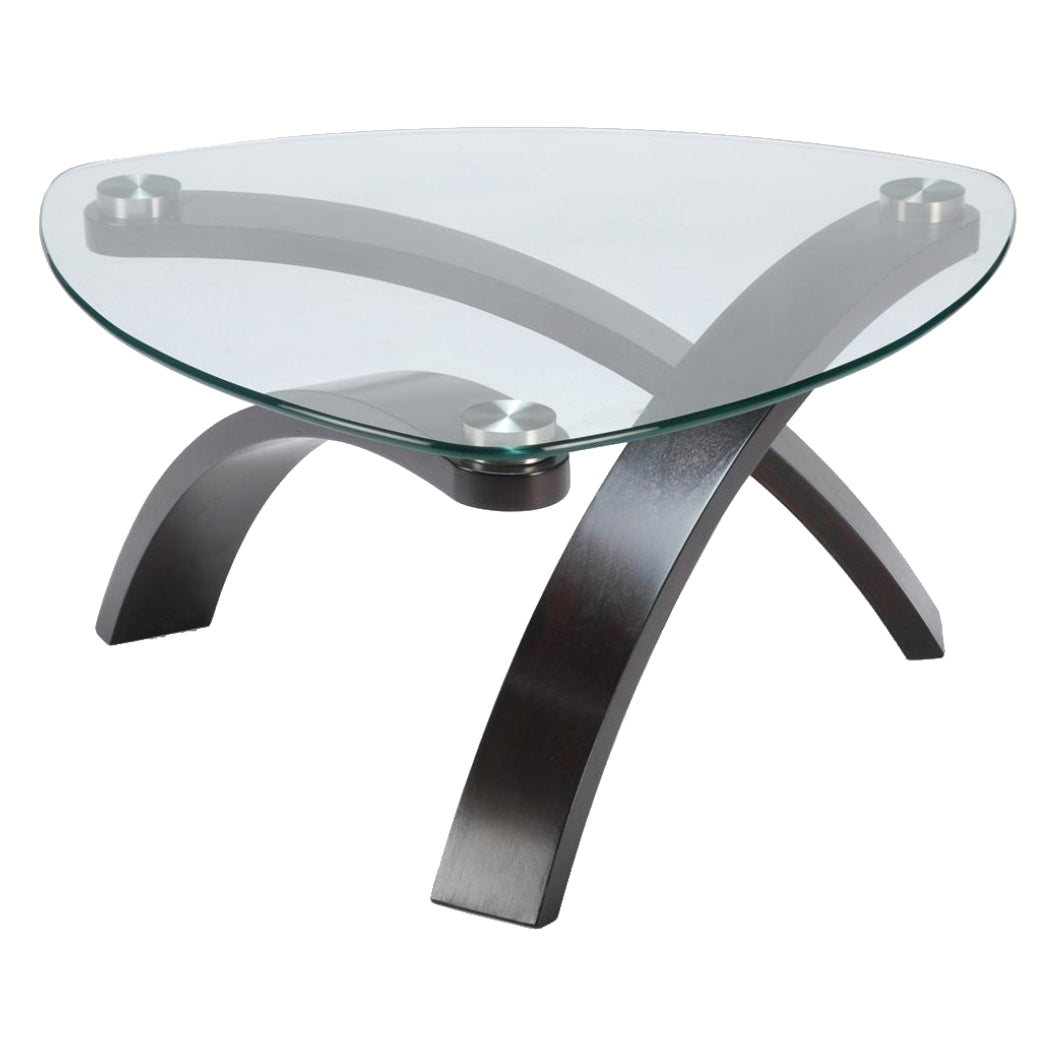 Table basse Allure en verre trempé et bois noyer