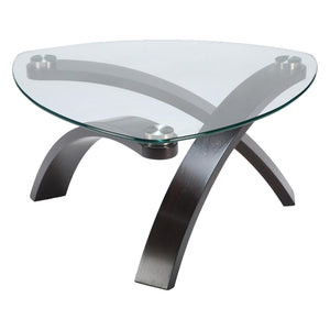 Table basse Allure en verre trempé et bois noyer