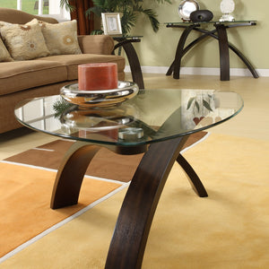 Table console Allure en verre trempé et bois noyer