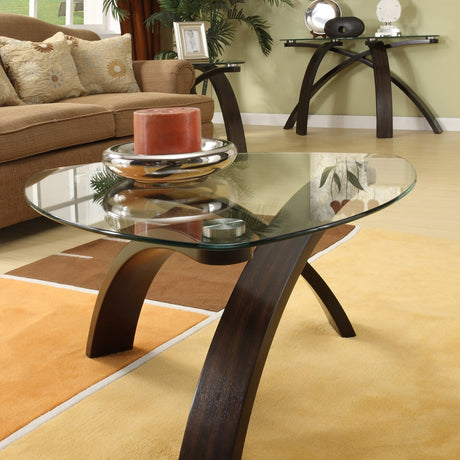 Table console Allure en verre trempé et bois noyer