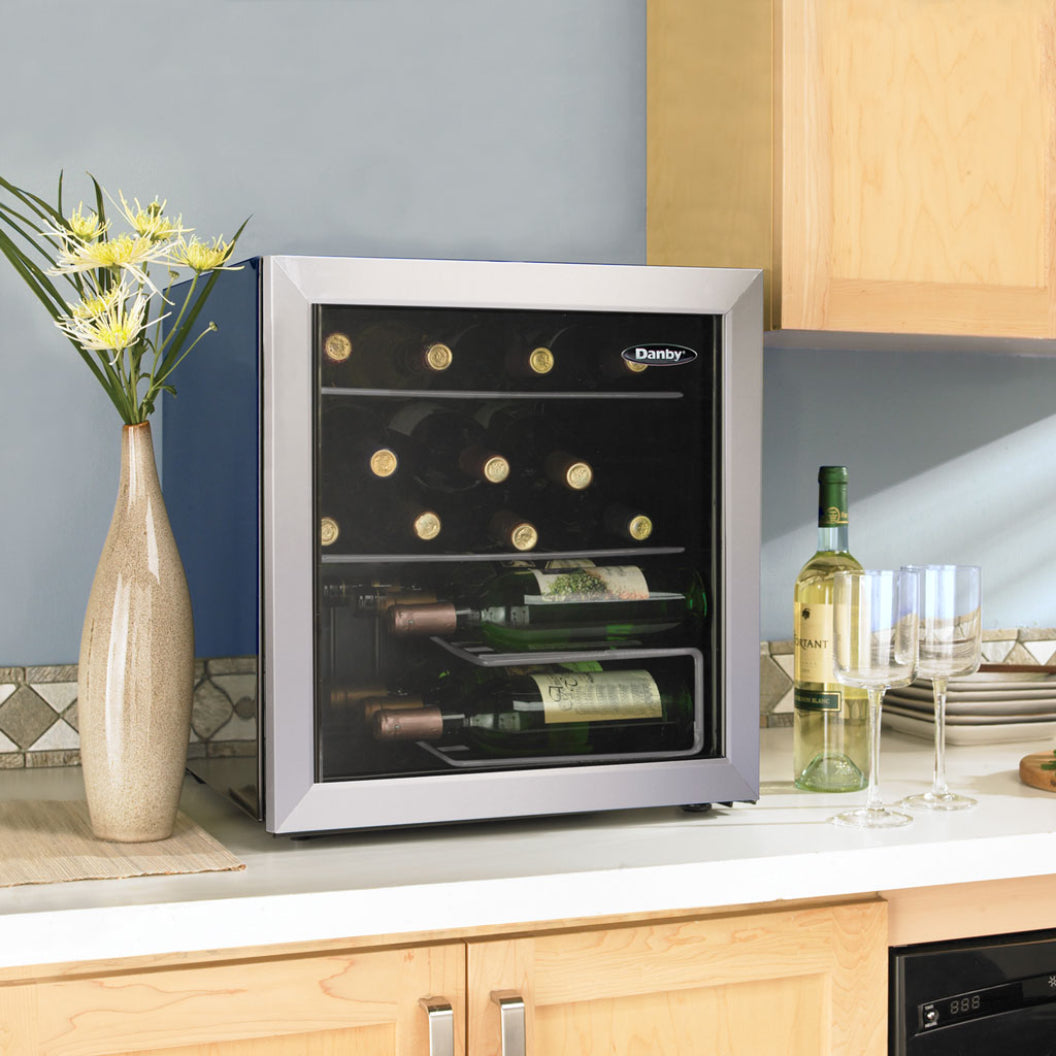 Refroidisseur à vin 18 po, 17 bouteilles Inox à 1 zone avec Température réglable