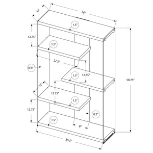 Bibliothèque en verre trempé avec 4 tablettes en MDF/stratifié blanc lustré - I 3290