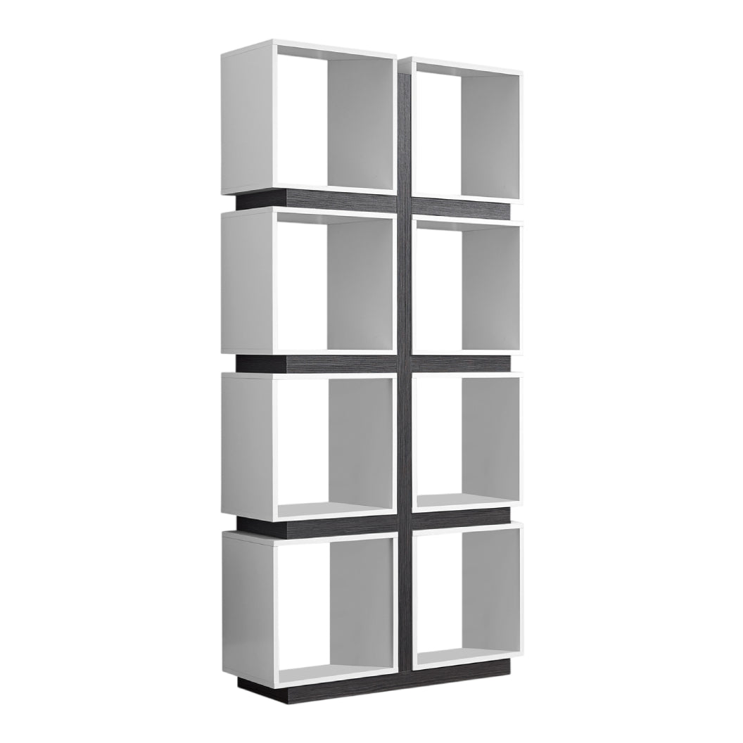 Bibliothèque en MDF/stratifié blanc et gris avec 8 cubes de rangement - I 7076