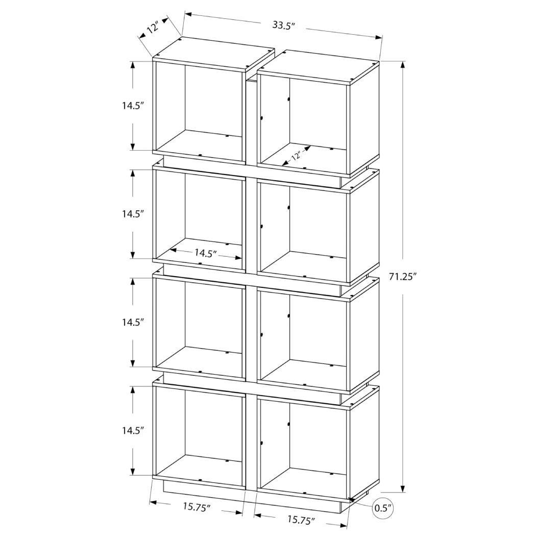 Bibliothèque en MDF/stratifié blanc et gris avec 8 cubes de rangement - I 7076