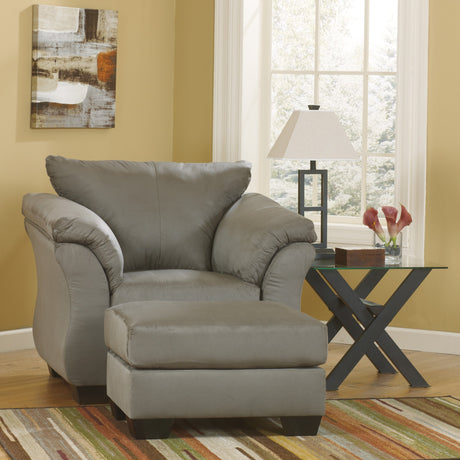 Ottoman Darcy en tissu gris pavé