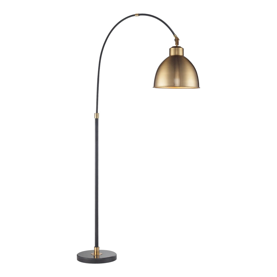 Lampe sur pied arquée en marble noir et métal noir 83 po. - Savannah