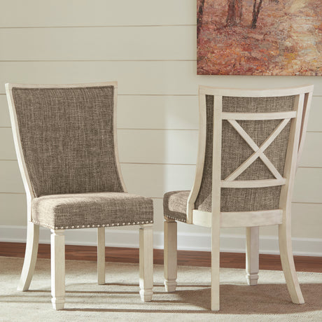 Ensemble de 2 chaises de salle à manger en bois blanc vieilli - Bolanburg