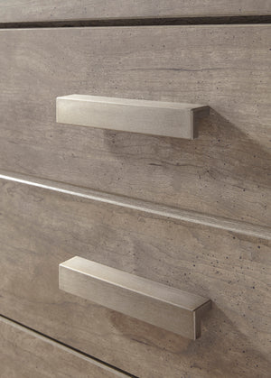 Commode à 5 tiroirs en bois et placage gris