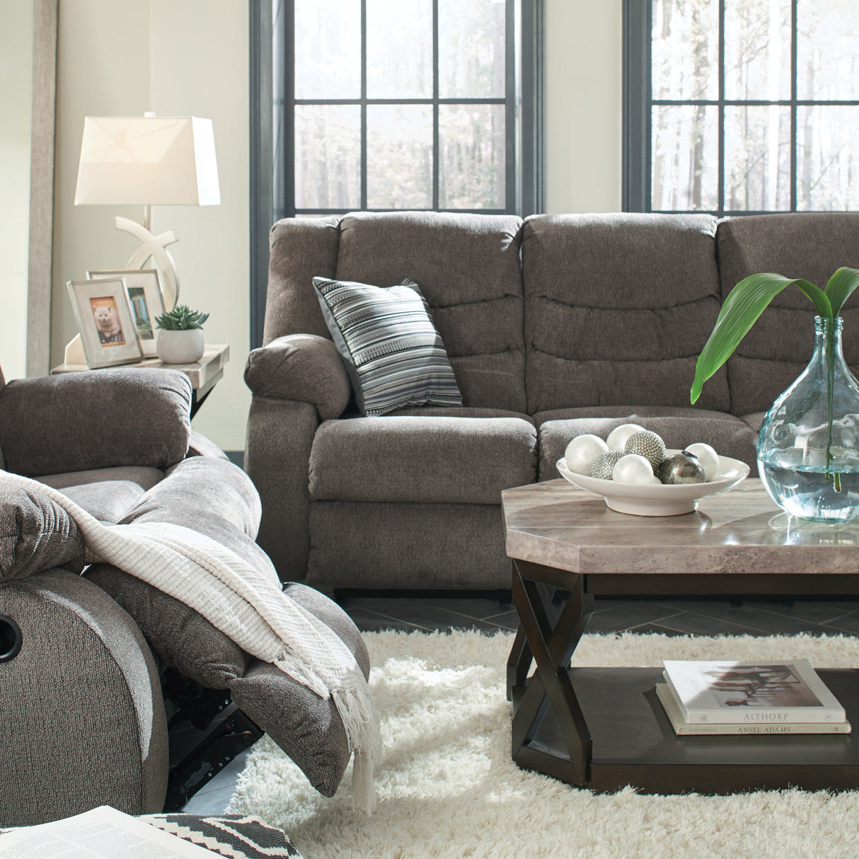 Sofa gris en tissu inclinable - Tulen