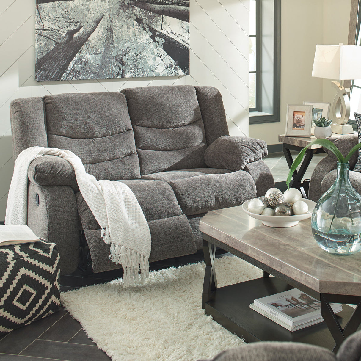 Causeuse en tissu gris inclinable - Tulen