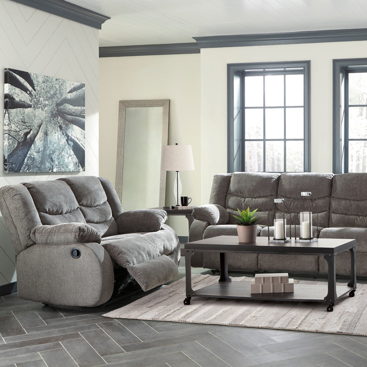 Causeuse en tissu gris inclinable - Tulen