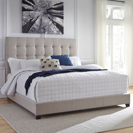 Lit complet rembourré en tissu beige Grand / Très grand - Dolante