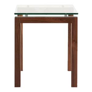 Table de bout en verre et bois de noyer ou merisier naturel - Ima TBO 1826/2020