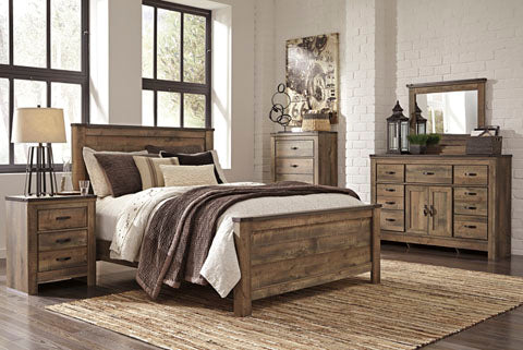Commode à 5 tiroirs en bois et placage brun