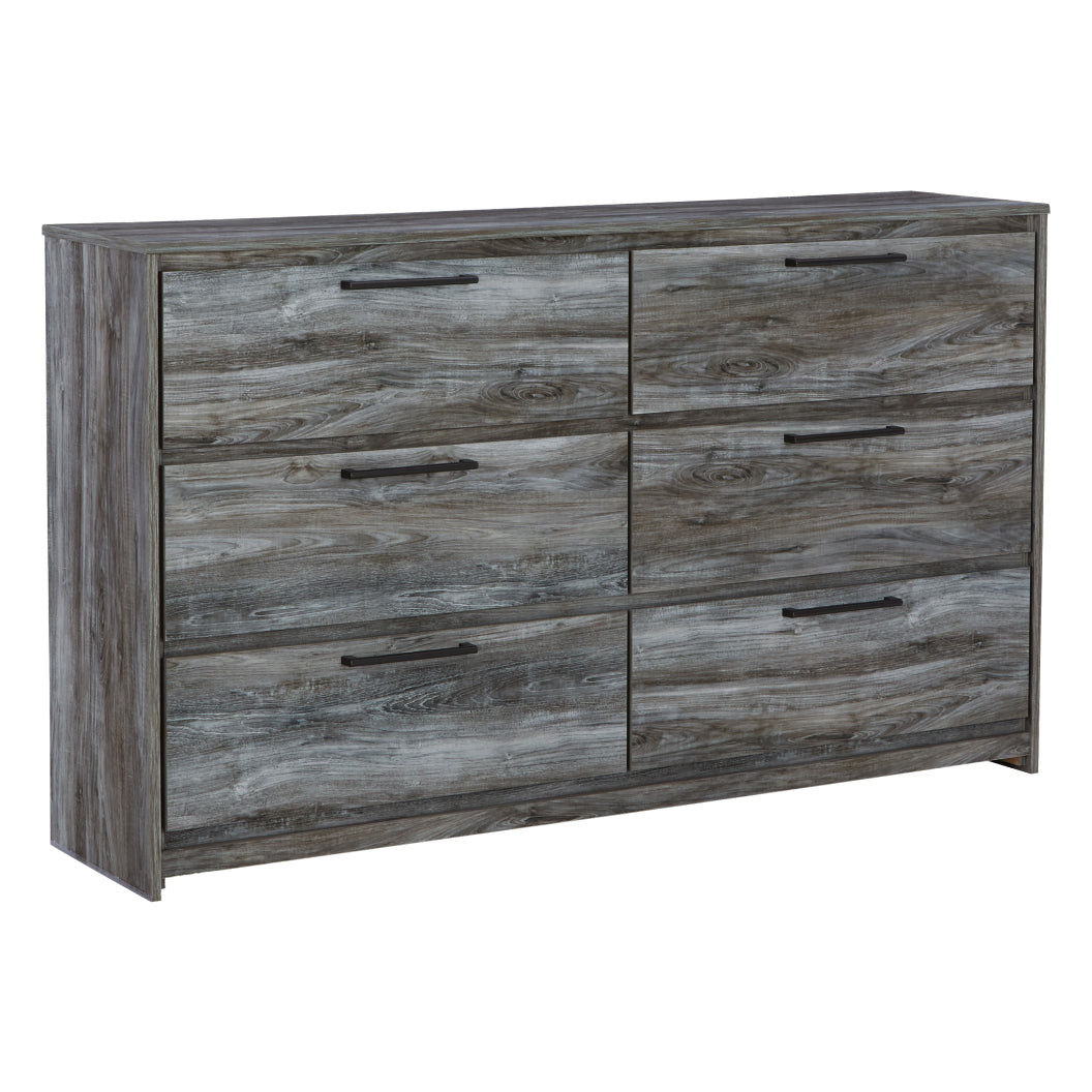 Bureau à 6 tiroirs en bois et placage gris - Baystorm