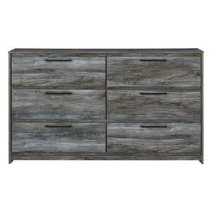 Bureau à 6 tiroirs en bois et placage gris - Baystorm