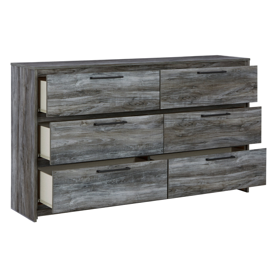 Bureau à 6 tiroirs en bois et placage gris - Baystorm
