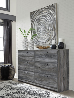 Bureau à 6 tiroirs en bois et placage gris - Baystorm