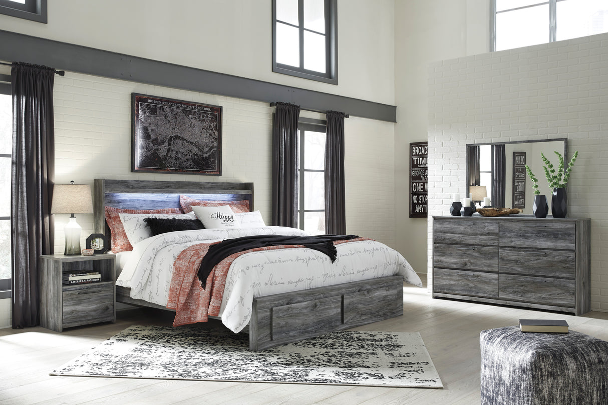Bureau à 6 tiroirs en bois et placage gris - Baystorm