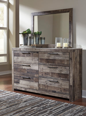 Bureau à 6 tiroirs en bois et placage multi gris - Derekson