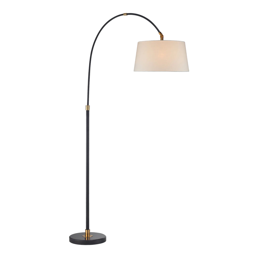 Lampe sur pied arquée en marbre noir et métal noir 83 po. - Savannah