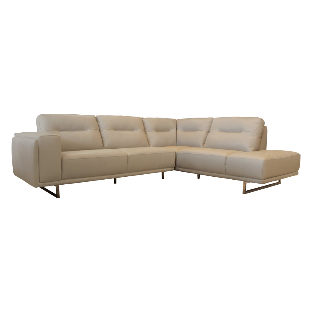 Sectionnel aspect cuir beige pâle avec chaise longue - KT-002-3(1A)