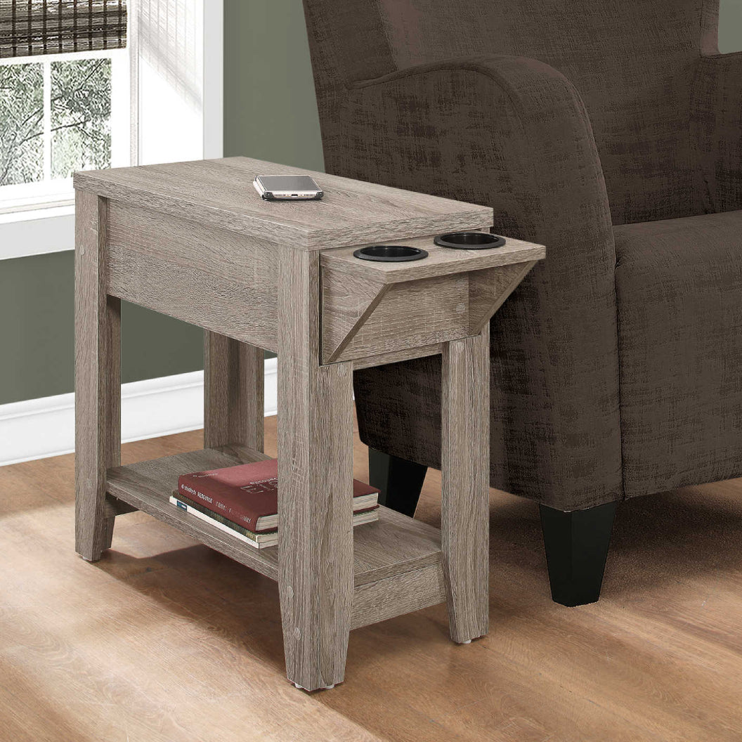 Table d'appoint en MDF/stratifié avec 1 tiroir et double porte-gobelet - I 3197-3198