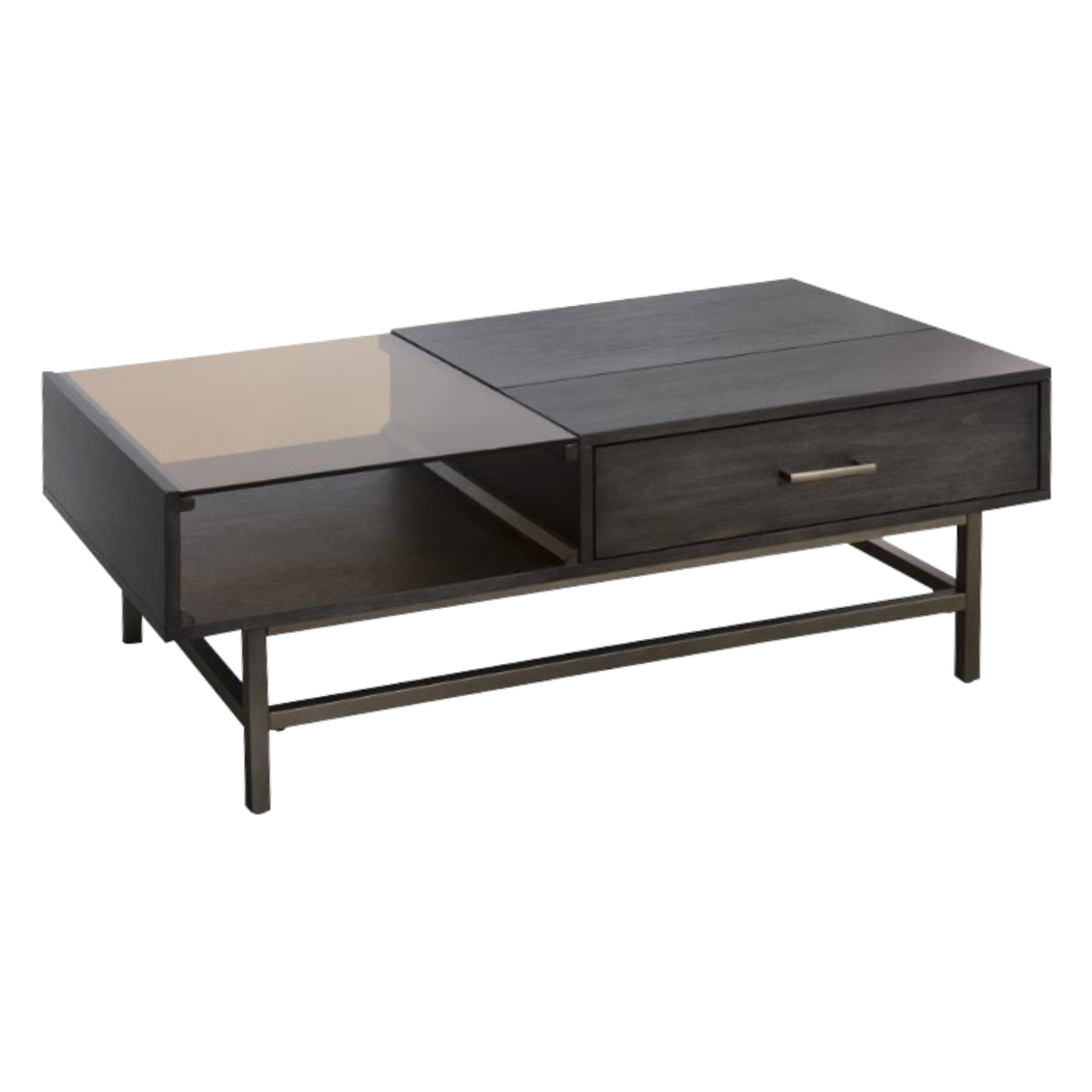Table basse Fulton en placage de noyer et métal