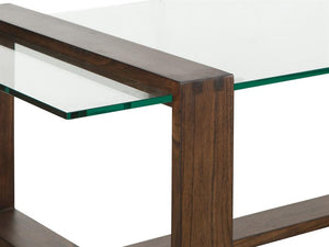 Table basse Bristow en verre trempé et bois