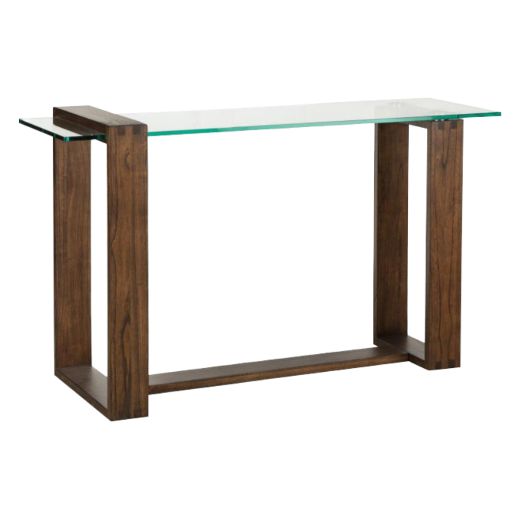 Table console Bristow en verre trempé et bois