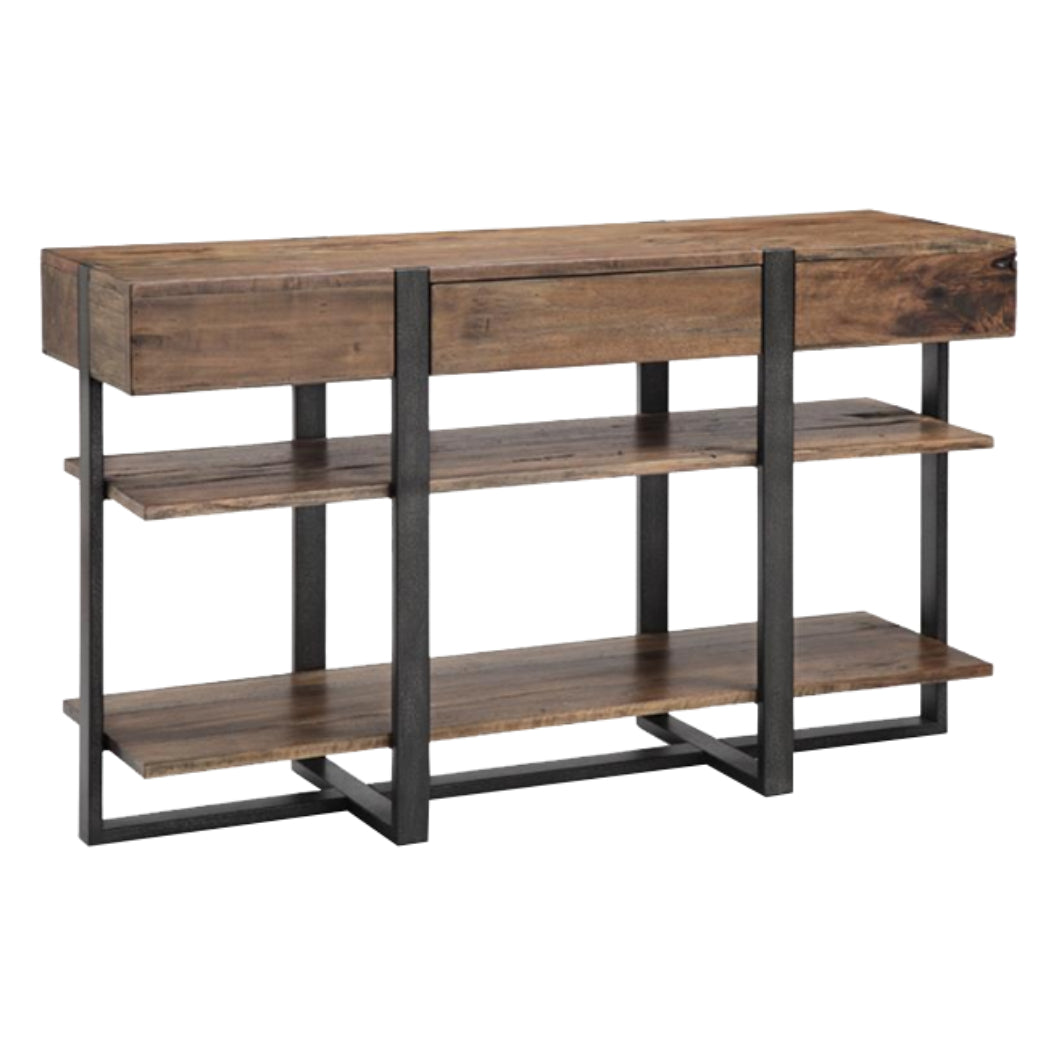 Table console Prescott en bois et en fer vieilli