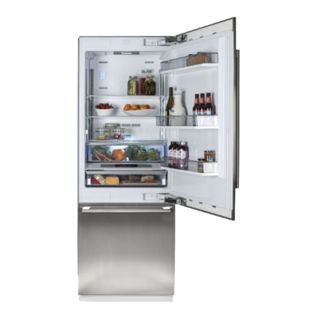 Réfrigérateur encastré congélateur bas Inox 30po