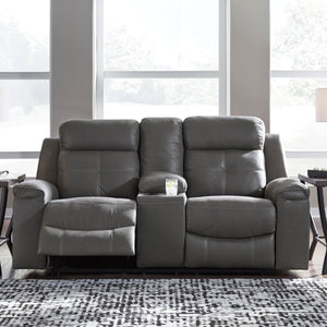 Causeuse en tissu gris foncé inclinable avec console - Jesolo