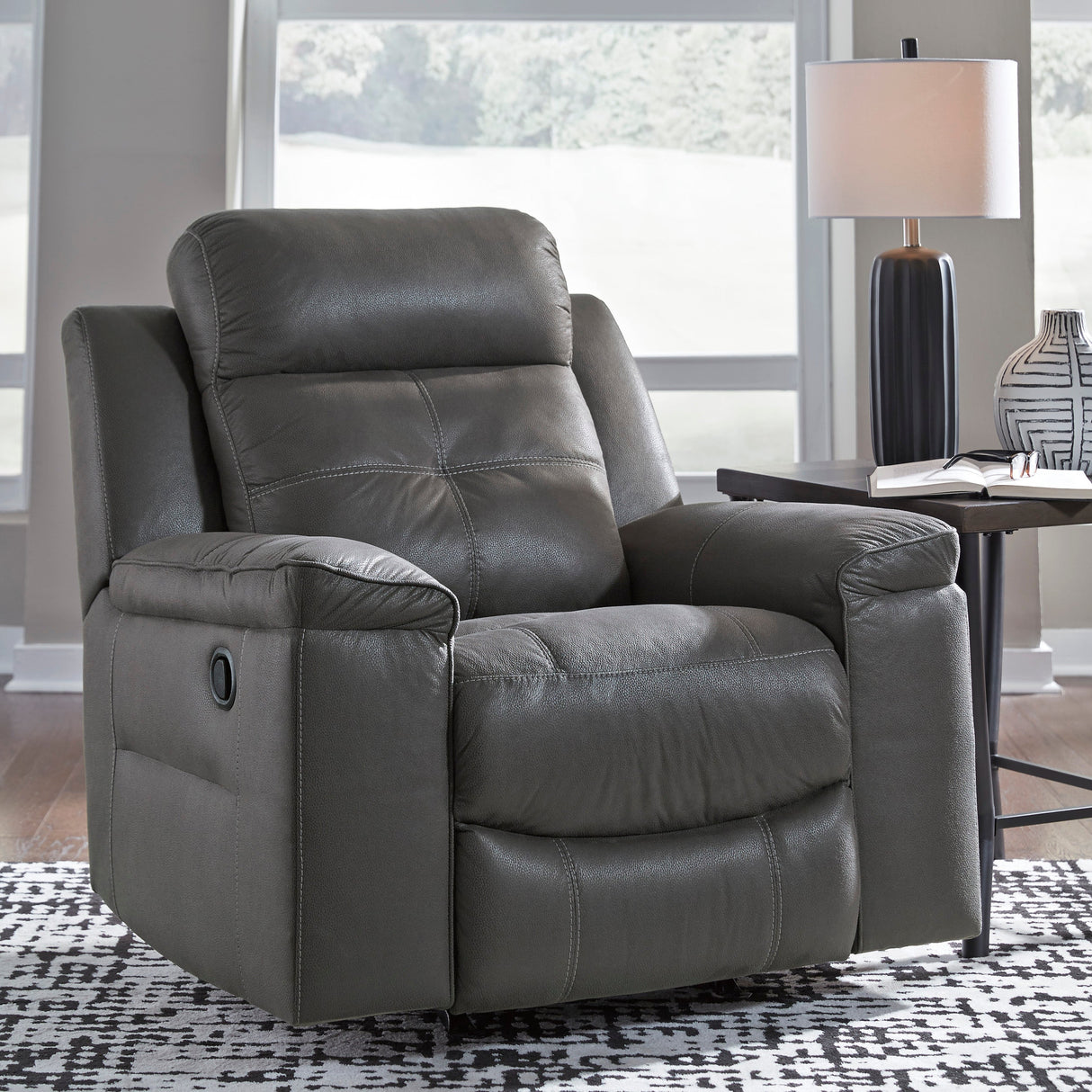 Fauteuil en tissu gris berçant et inclinable - Jesolo
