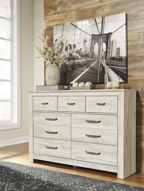 Bureau à 7 tiroirs en bois et placage blanc - Bellaby