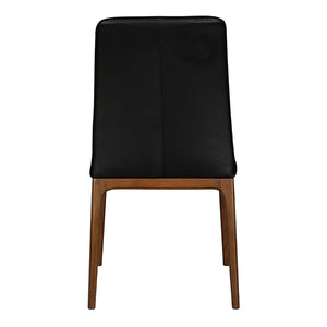 Chaise de salle à manger rembourrée en cuir avec base noyer - Lucia