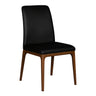 Chaise de salle à manger rembourrée en cuir avec base noyer - Lucia