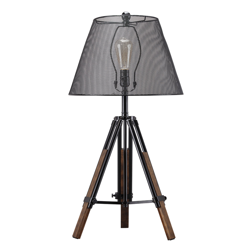 Lampe de table trépied en bois et métal 37 po. - Leolyn