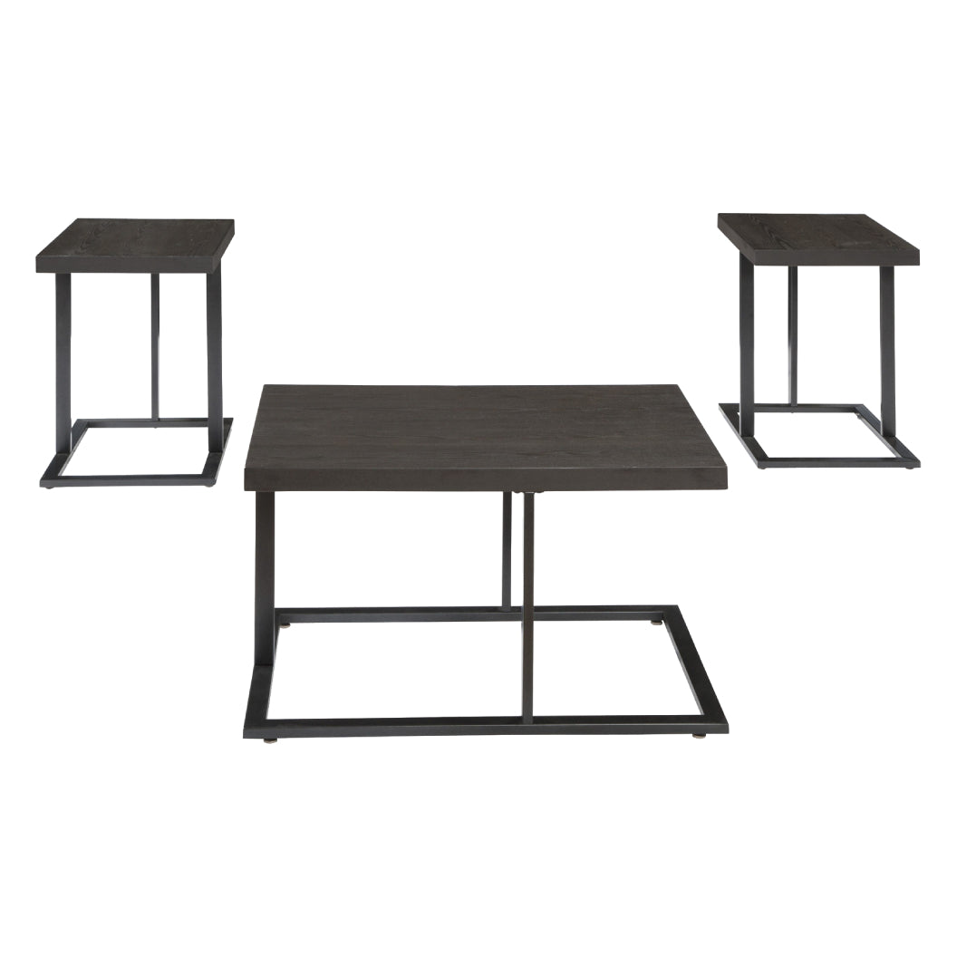 Ensemble de 3 tables Airdon en placage et métal