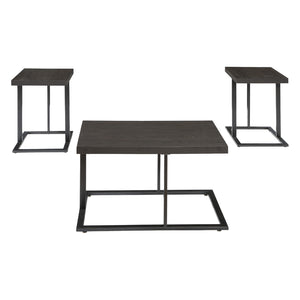 Ensemble de 3 tables Airdon en placage et métal