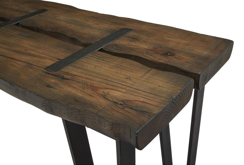 Table console Darthmouth en bois rustique et métal