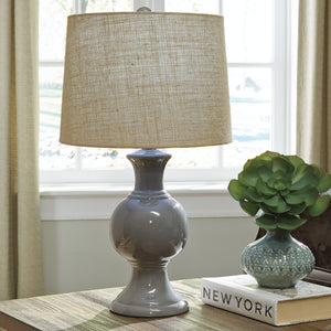 Lampe de table en céramique émaillée grise 25 po. - Magdalia