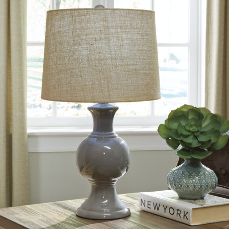 Lampe de table en céramique émaillée grise 25 po. - Magdalia