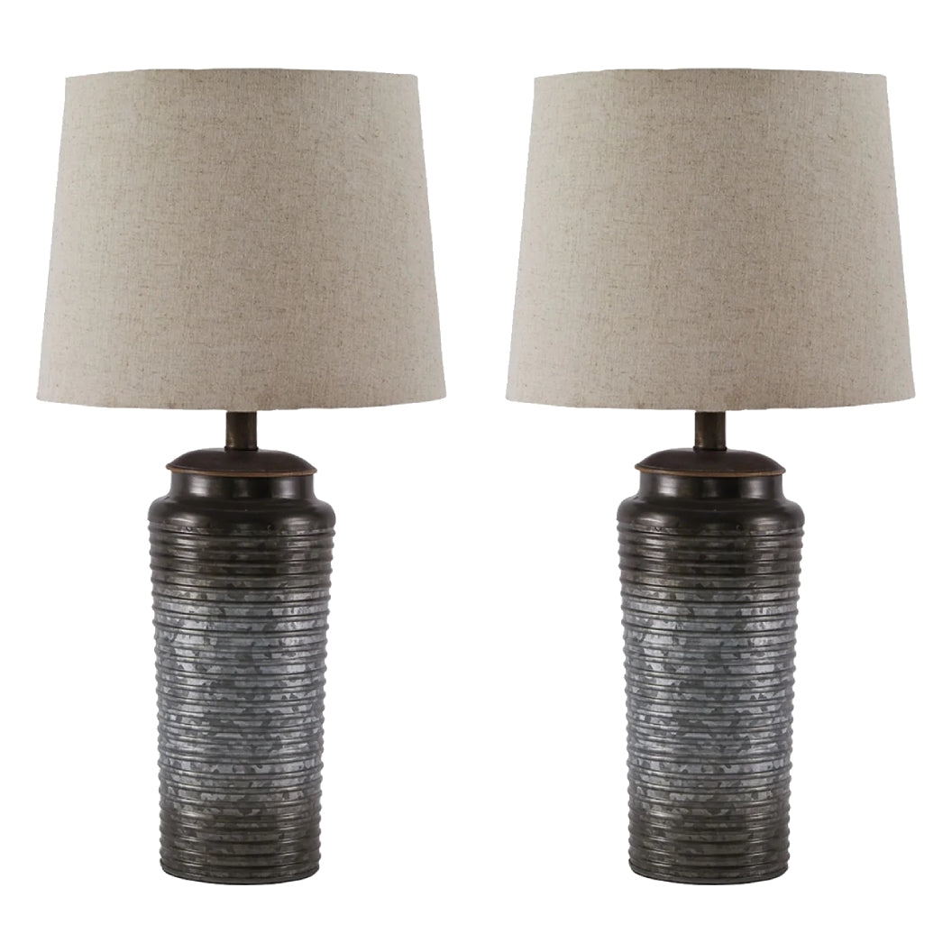 Ensemble de 2 lampes de tables en métal galvanisé gris 25 po. - Norbert
