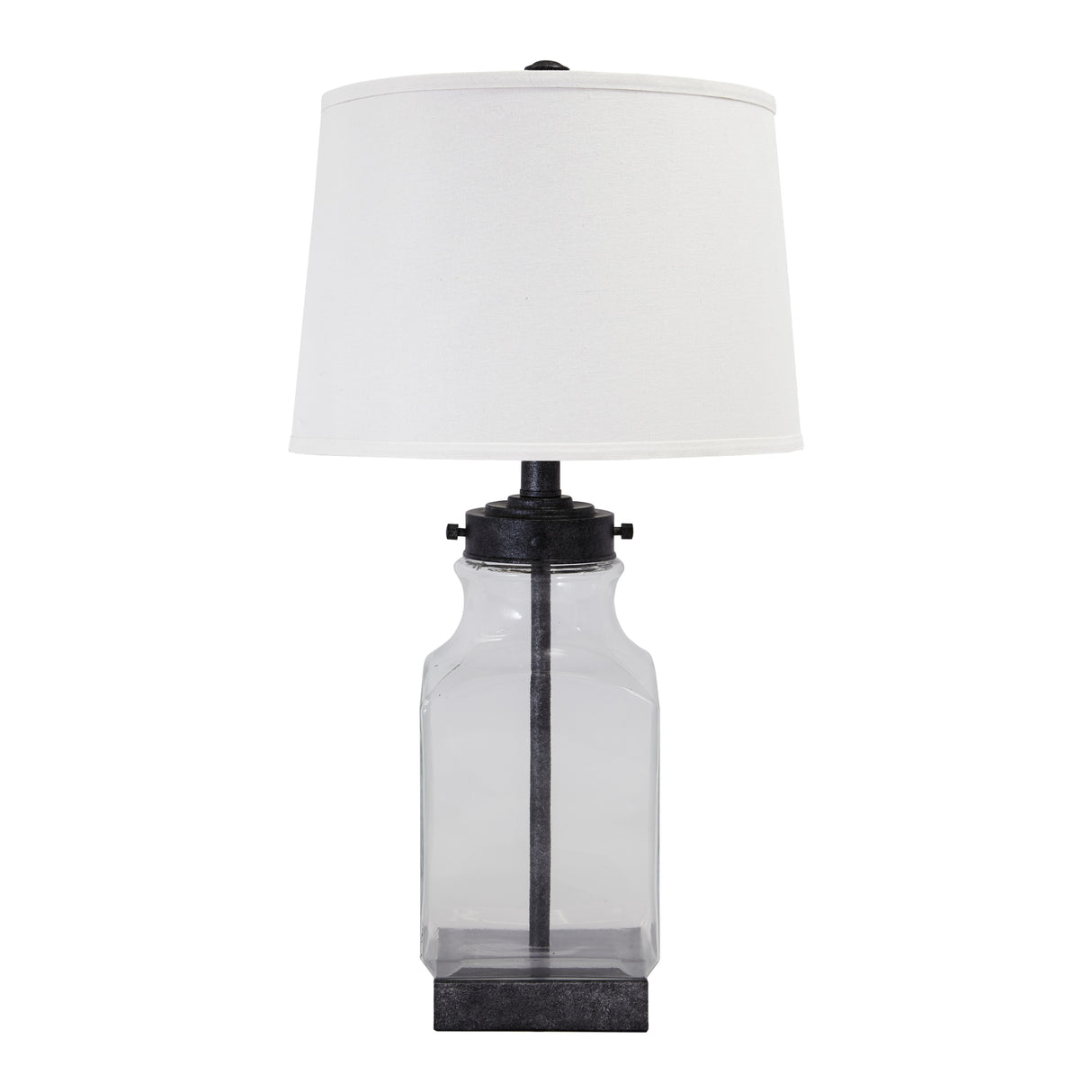 Lampe de table en verre et métal argenté 30 po.