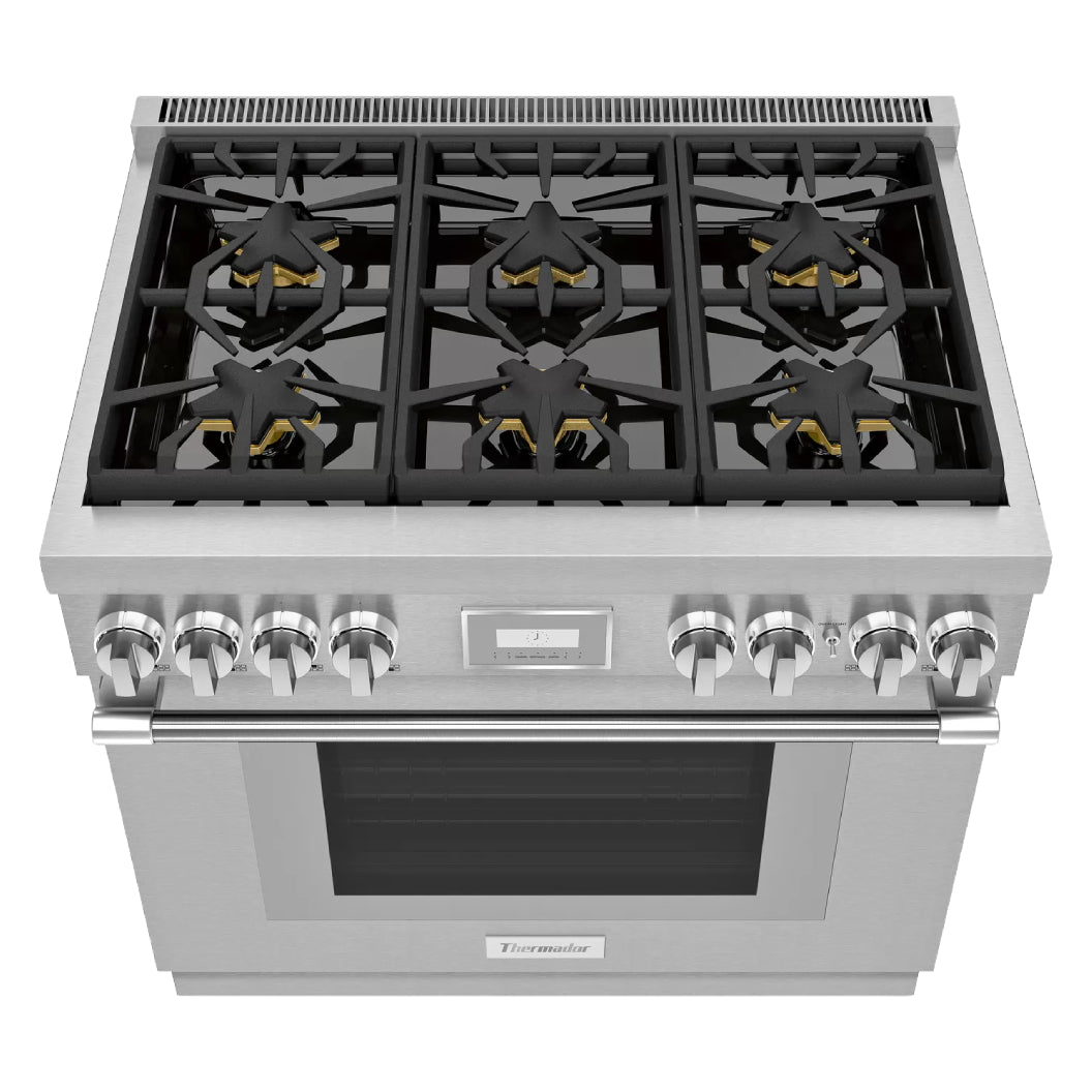 Cuisinière au gaz 36 po, 5,1 pi³ Inox avec Brûleurs Star™, QuickClean™ et Wi-Fi - Pro Harmony®