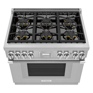 Cuisinière au gaz 36 po, 5,1 pi³ Inox avec Brûleurs Star™, QuickClean™ et Wi-Fi - Pro Harmony®