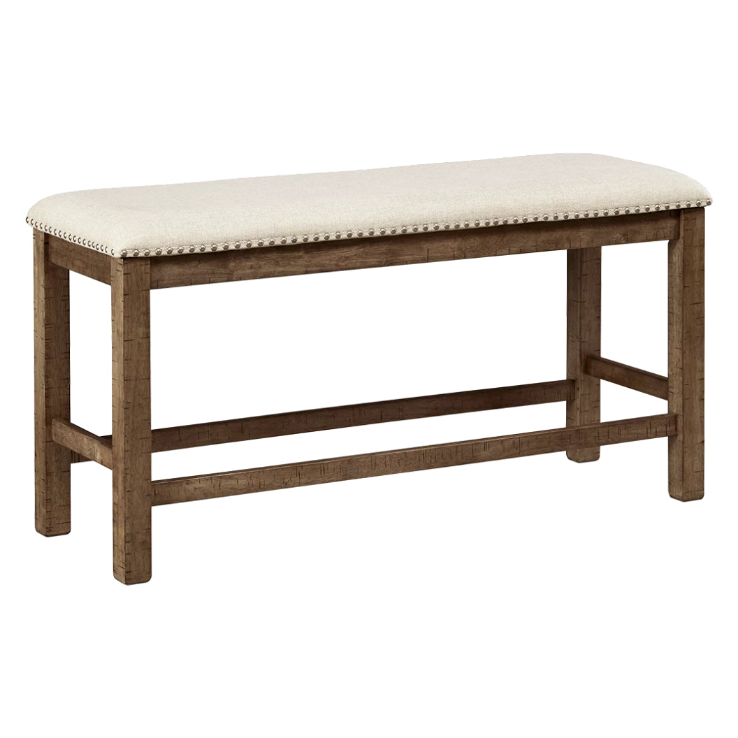 Banc de comptoir Moriville en tissu beige