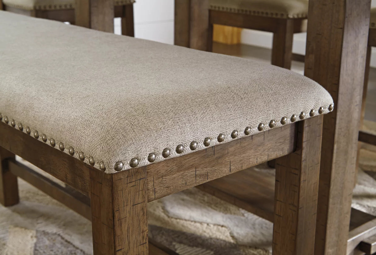 Banc de comptoir Moriville en tissu beige