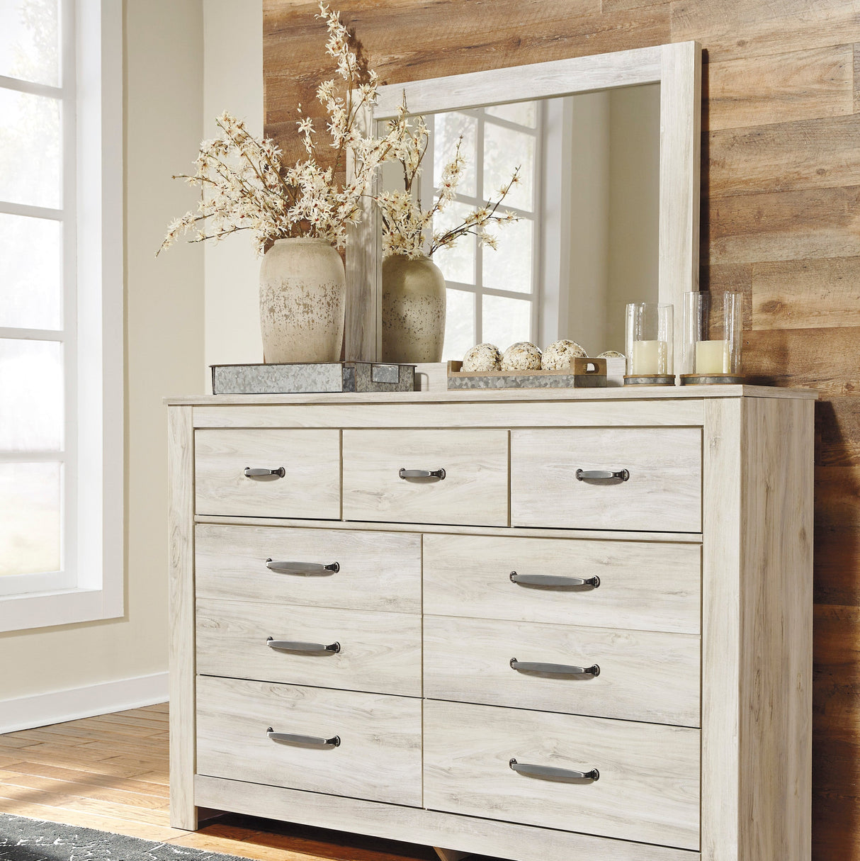 Miroir du bureau en bois/placage blanc - Bellaby